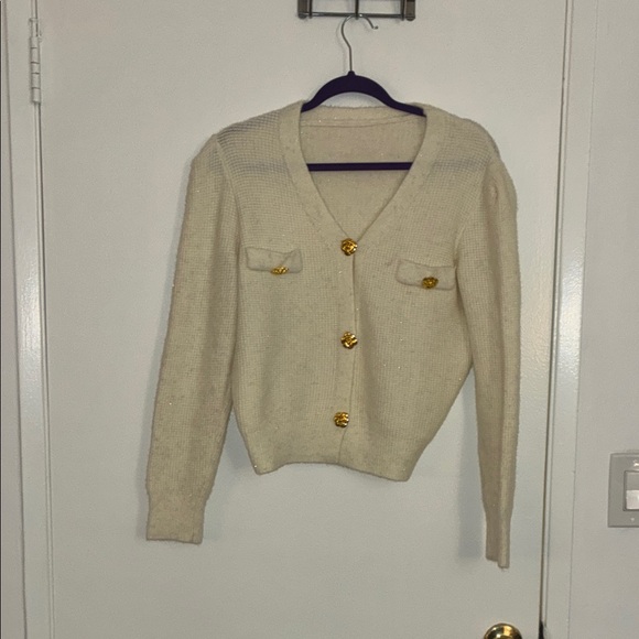 Sweaters - Cream Button-Up Women's Sweater